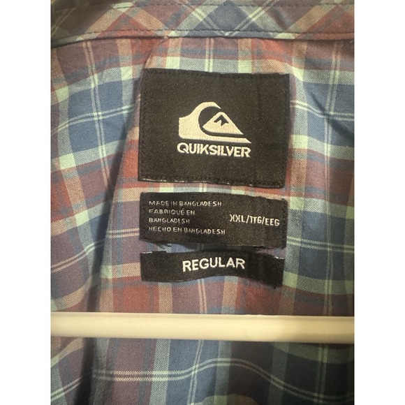 Quicksilver Shirt Mens 2XL Tailored Fit Blue Plaid Waterman Hawaiian Aloha - Picture 3 of 4